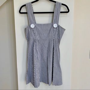 Blue and White Seersucker Babydoll Button Dress